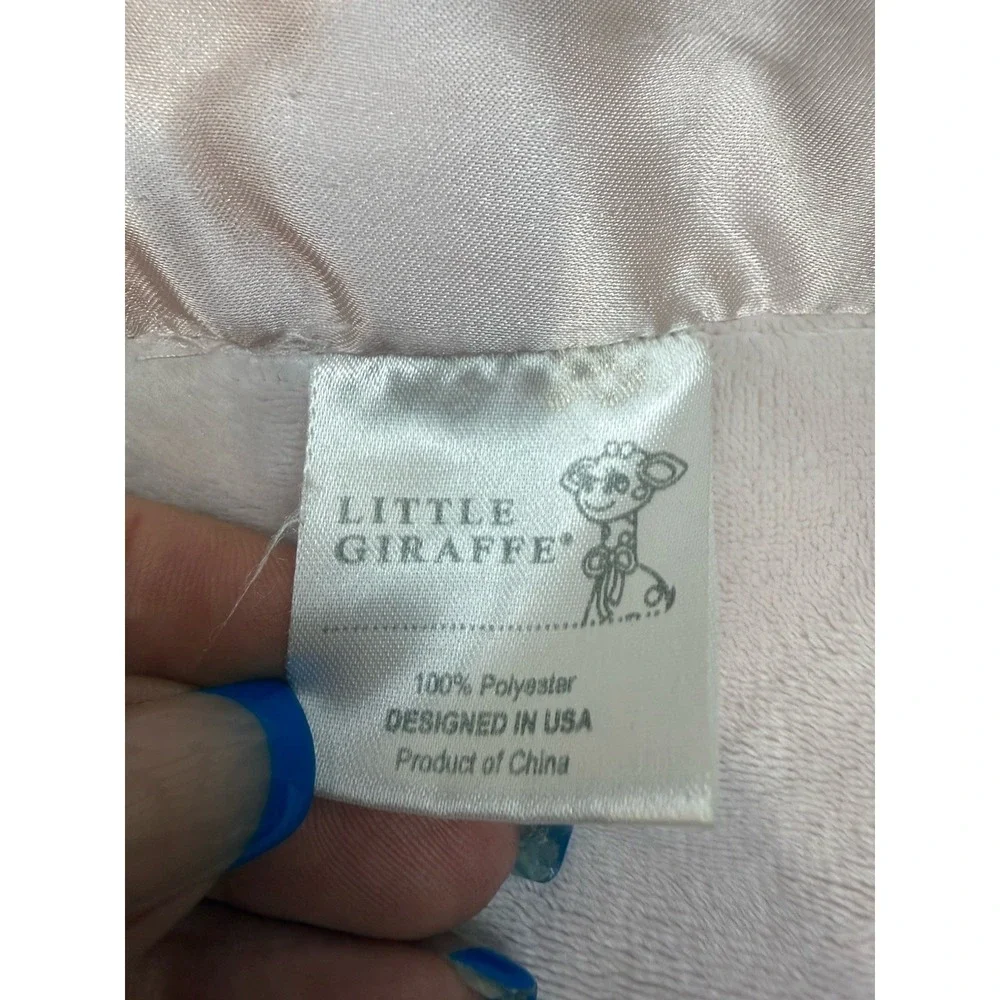 Little Giraffe Pink Baby Blanket Satin Edge 34